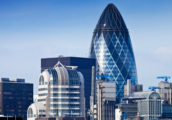 City of London aerial cityscape